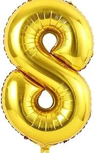 Gold Number 8 Balloon