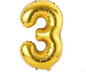 Gold Number 3 Balloon