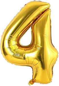 Gold Number 4 Balloon