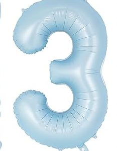 Baby Blue Pastel Number 3 Balloon