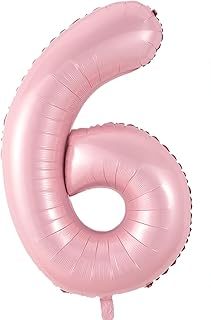 Baby Pink Pastel Number 6 Balloon