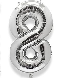 Silver Number 8 Balloon