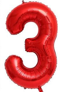 Red Number 3 Balloon