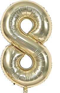 Champagne/white gold Number 8 Balloon
