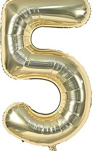 Champagne/white gold Number 5 Balloon