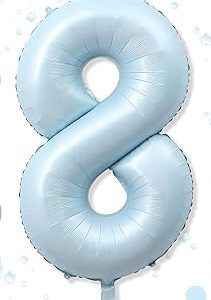 Baby Blue Pastel Number 8 Balloon
