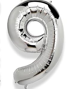 Silver Number 9 Balloon