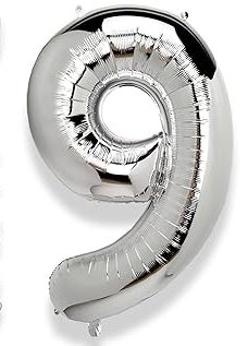 Silver Number 9 Balloon