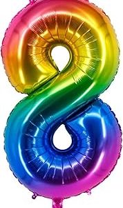 Rainbow Number 8 Balloon