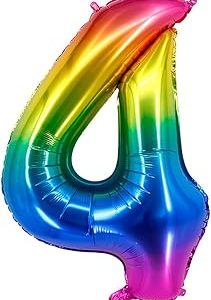 Rainbow Number 4 Balloon