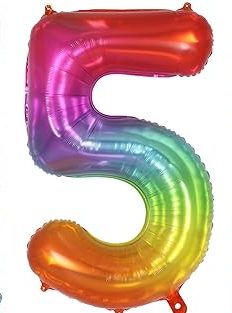 Rainbow Number 5 Balloon