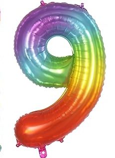 Rainbow Number 9 Balloon